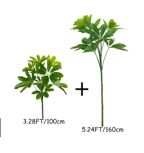 6.89FT Fake Plants Large Artificial Pachira Tropical Banyan Tree Plastic Plants Real Touch Schefflera Leaves For Home Shop Decor