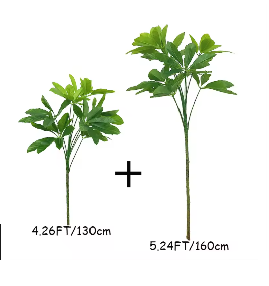 6.89FT Fake Plants Large Artificial Pachira Tropical Banyan Tree Plastic Plants Real Touch Schefflera Leaves For Home Shop Decor