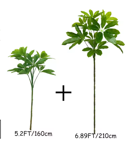 6.89FT Fake Plants Large Artificial Pachira Tropical Banyan Tree Plastic Plants Real Touch Schefflera Leaves For Home Shop Decor