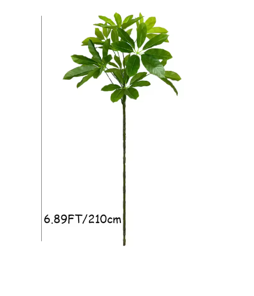 6.89FT Fake Plants Large Artificial Pachira Tropical Banyan Tree Plastic Plants Real Touch Schefflera Leaves For Home Shop Decor