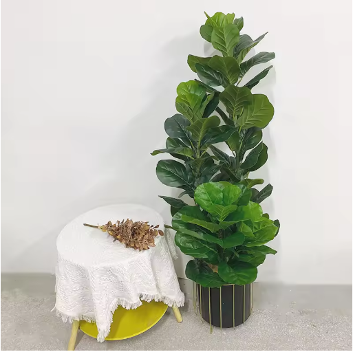 150cm Tropical Tree Large Fake Ficus Lyrata Plant Artificial Ficus Plants Branches Plastic Fake Leafs For Home Office Shop Decor