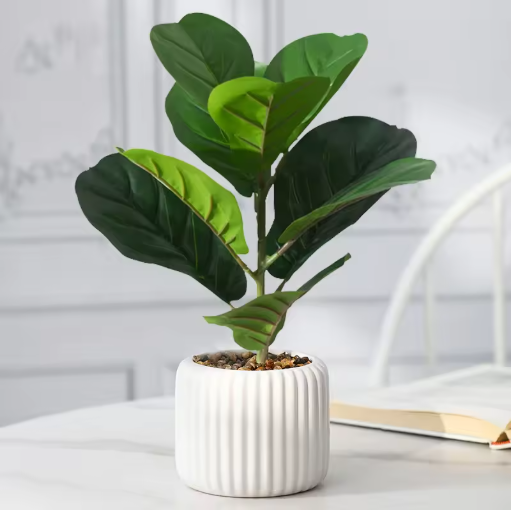38cm Ficus Tree Artificial Fiddle Leaves Tropical Banyan Plants Branch Plastic Fig Tree Foliage Faux Rubber for Home Office