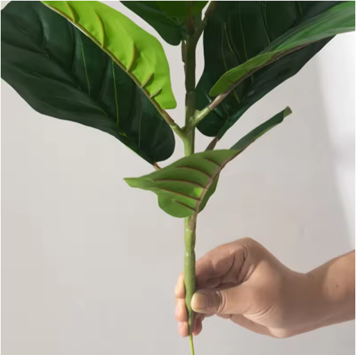 38cm Ficus Tree Artificial Fiddle Leaves Tropical Banyan Plants Branch Plastic Fig Tree Foliage Faux Rubber for Home Office