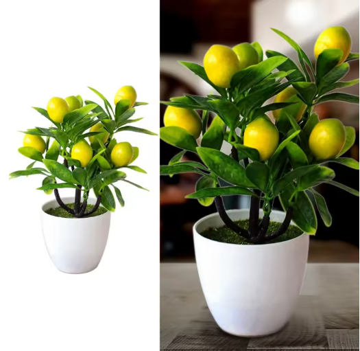 18Cm Artificial Fruits Lemon Simulated Bonsai Home Decoration Potted Plant Living Room Ornament Fake Tree