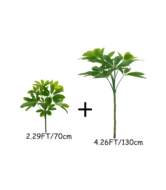 6.89FT Fake Plants Large Artificial Pachira Tropical Banyan Tree Plastic Plants Real Touch Schefflera Leaves For Home Shop Decor