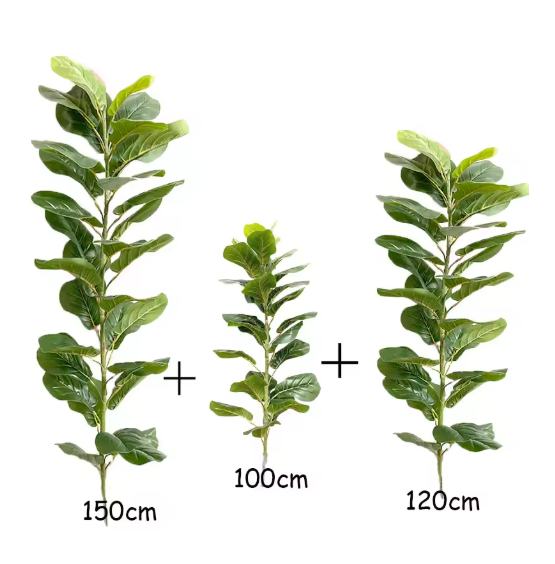 150cm Tropical Tree Large Fake Ficus Lyrata Plant Artificial Ficus Plants Branches Plastic Fake Leafs For Home Office Shop Decor
