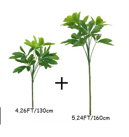 6.89FT Fake Plants Large Artificial Pachira Tropical Banyan Tree Plastic Plants Real Touch Schefflera Leaves For Home Shop Decor