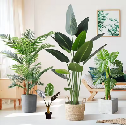 60-95cm Large Artificial Palm Tree Tropical Plants Branches Plastic Leaves Green Monstera For Home Garden Room Office Decor