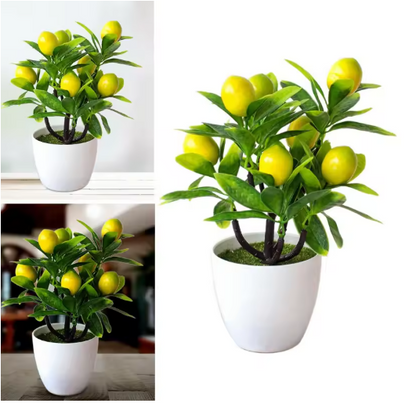 18Cm Artificial Fruits Lemon Simulated Bonsai Home Decoration Potted Plant Living Room Ornament Fake Tree